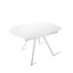 Table extensible ovale 120 / 180 cm verre tremp mtal blanc - adelphia meubletmoi
