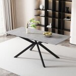 Table extensible rectangulaire 150 / 180x70x76cm - pi�tement crois� ciment noir et gris - table salle ...