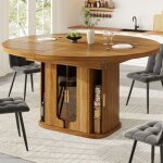 Table extensible ronde � ovale avec rangement noyer maisentiel