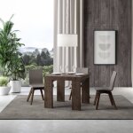 Table extensible roxell 90x90 - carr - noyer - blanc - salle  manger ou salon