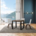 Table extensible tecno - 90x90 cm - noyer - 8 places - bois massif - salle � manger