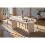Table fixe monterano dmora en bois m�lamin� blanc 180x895x75h cm