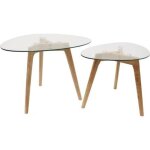 Lot 2 tables gigognes galet verre trempé blanc Lot 2 tables gigognes galet verre trempé blanc