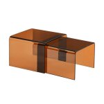 Tables gigognes rectangulaire et carr�e verre tremp�e 50 cm ambre - glintz