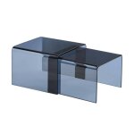 Tables gigognes rectangulaire et carr�e verre tremp�e 50 cm bleu gris - glintz