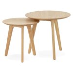 Tables gigognes rondes espino en bois naturel - scandinave - moderne - 2 petites tables basses rondes ...