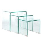 Tables gigognes en verre tremp ice - transparent - set de 3 - pratique et moderne