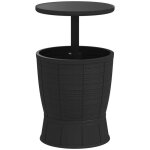 Table � glaci�re - outsunny - 3 en 1 - avec seau � glace plateau t�lescopique - pour bi�re vin jardin ...