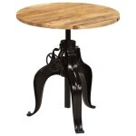Table haute de bar - bois de manguier massif - hauteur r�glable - style industriel - 75 x (76 - 110) ...