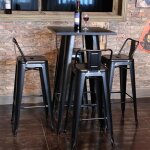 Table haute de bar industriel / vintage - detroit - structure en acier et bois - l60 x l60 x h103 cm