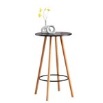Table haute de bar mijas - clp - plateau rond - pieds en bois - repose - pieds en métal - noir Table haute de bar mijas - clp - plateau rond - pieds en bois - repose - pieds en métal - noir