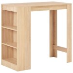 Table haute mange debout bar bistrot avec �tag�re ch�ne 110 cm rectangle beige 0902054