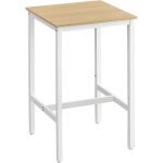Table haute vasagle - carre - chne et blanc - 60 x 60 x 90 cm - montage facile - cuisine, salon