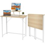 Table informatique dhhozamz - ajustable - pliable - marron clair - l80 x p45 x h74cm Table informatique dhhozamz - ajustable - pliable - marron clair - l80 x p45 x h74cm
