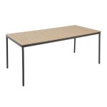 Table de jardin 180x90 cm en m�tal et bois 8 places gris - oviala