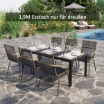 Table de jardin 190 x 845 x 72 cm r�sistante aux intemp�ries noire floragrace