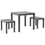 Table de jardin avec 2 bancs - marron - 78 x 78 x72 cm
