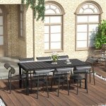 Table de jardin pour 8 personnes grande table � manger en aluminium et plastique faciles dentretien noire ...