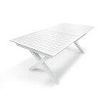 Table de jardin floride en aluminium blanc