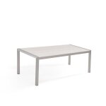 Table de jardin en aluminium et bois synth�tique blanc 180 x 90 cm vernio - beliani - urbain - rectangulaire ...