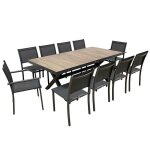 Table de jardin aluminium et c�ramique et 10 assises anthracite - oviala