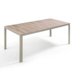 Table de jardin en aluminium et c�ramique effet bois 206 cm cr�me tivoli oviala