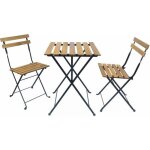 Table de bistrot pliante bois dacacia et métal + 2 assises malaga Table de bistrot pliante bois dacacia et métal + 2 assises malaga