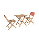 Table de jardin bistrot enfant bois dacacia + 2 assises terracotta - elise