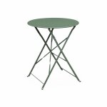 Table de jardin bistrot pliable - emilia ronde vert de gris - table ronde �60cm en acier thermolaqu�