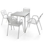 Table de jardin carr�e en aluminium et 4 fauteuils - oviala