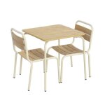 Table de jardin enfant acier et d�cor bois + 2 assises beige - suzie