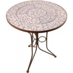 Table de jardin - esschert design - fer forg et cramique - diamtre 60cm - marron