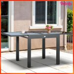 Table de jardin extensible - akozon - 8387 - aluminium - plateau verre tremp� noir - 160 x 80 x 75 cm ...