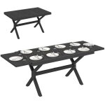 Table de jardin extensible - outsunny - plateau aluminium effet bois 8 - 10 personnes - 214x85x73cm - ...