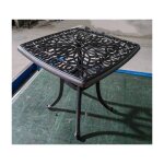 Table de jardin ext�rieur costway en aluminium moul� table carr�e avec trou pour parasol int�gr�pour ...