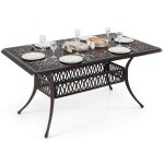 Table de jardin ext�rieur costway en fonte aluminium pour 6 - 8 personnes trou de parasol 53 cm table ...