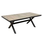 Table de jardin l201 cm aluminium et c�ramique 8 personnes anthracite - oviala