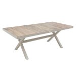 Table de jardin l201 cm aluminium et c�ramique 8 personnes cr�me tivoli oviala