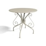 Table de jardin d. 80 cm en m�tal fa�on fer forg� - beige - guermantes de mylia