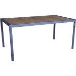 Table de jardin m�tal imitation bois tossa - 160 x 90 x 75 cm - marron
