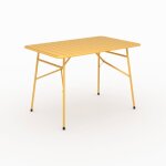 Table de jardin en m�tal jaune beurre 4 personnes - yumi - rendez - vous d�co