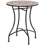 Table de jardin - mosa�que - �60 cm - m�tal - hauteur 71 cm - design unique