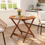 Table de jardin octogonale costway dia. 90cm bois massif plateau � lattes trou pour parasol ext�rieur ...