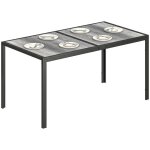 Table de jardin - outsunny - 4 � 6 personnes - rectangulaire - plateau � effet bois et pieds en acier ...