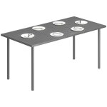 Table de jardin - outsunny - rectangulaire pour 6 personnes - plateau lattes - m�tal - 165x80cm - gris ...