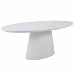 Table de jardin ovale effet b�ton lisse 8 places 200x110 cm blanc - oviala