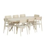 Table de jardin ovale extensible aluminium + 8 assises beige - metora / fira