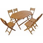 Table de jardin pliante bois dacacia + 6 assises macapa
