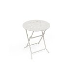 Table de jardin pliante d. 60 cm en m�tal fa�on fer forg� - blanc - guermantes de mylia