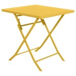 Table de jardin pliante carre greensboro jaune moutarde 2 places en acier trait poxy - hespride